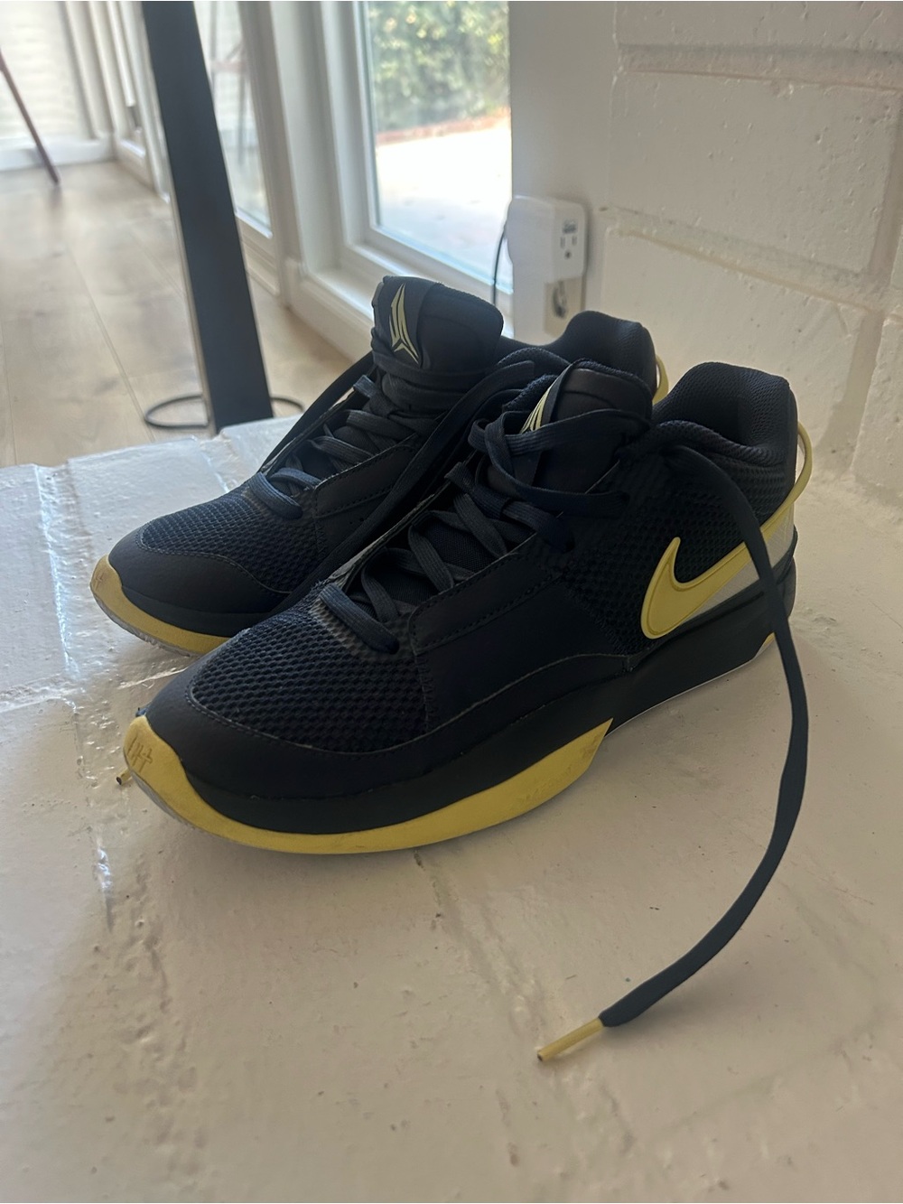 Nike Navy and Yellow Men's Athletic Sneakers